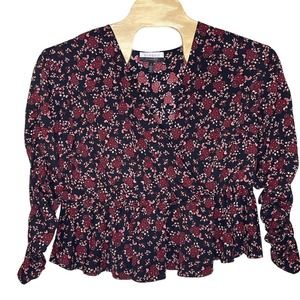 Eloquii Elements Women Blouse Top Plus Size 18 Faux Wrap Floral Ruche Sl…
